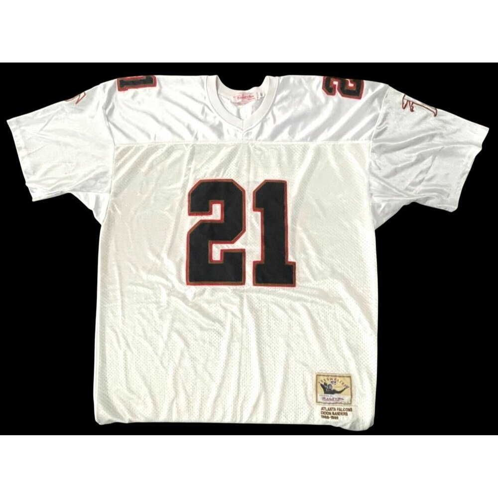Mitchell & Ness NFL Atlanta Falcons Throwback Deion Sanders Jersey White #21 Siz
